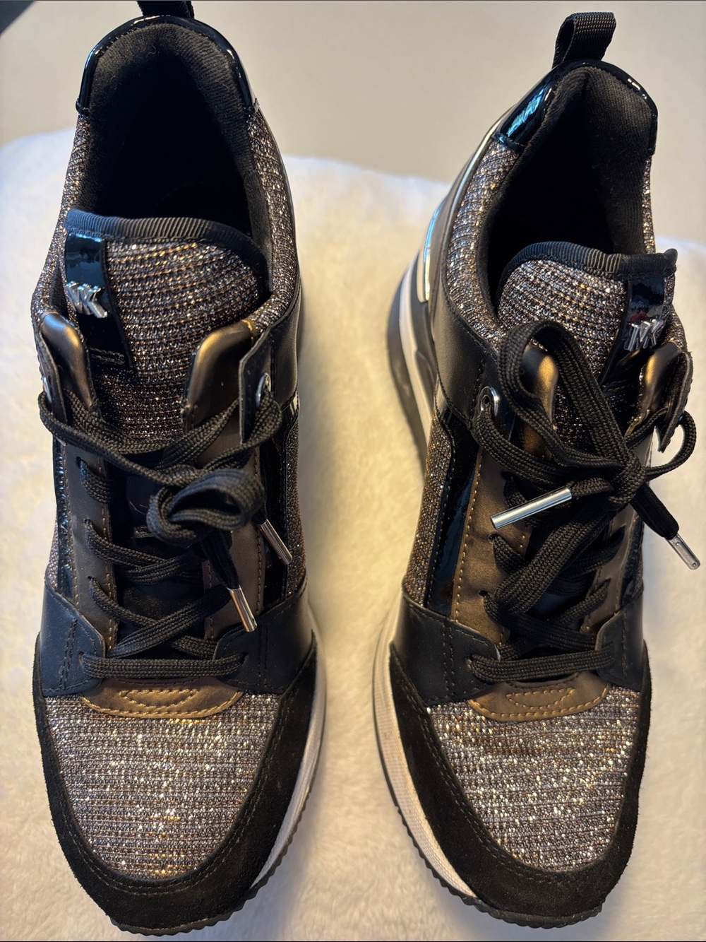 Michael Kors Black and Silver Glitter High-Top Sneakers